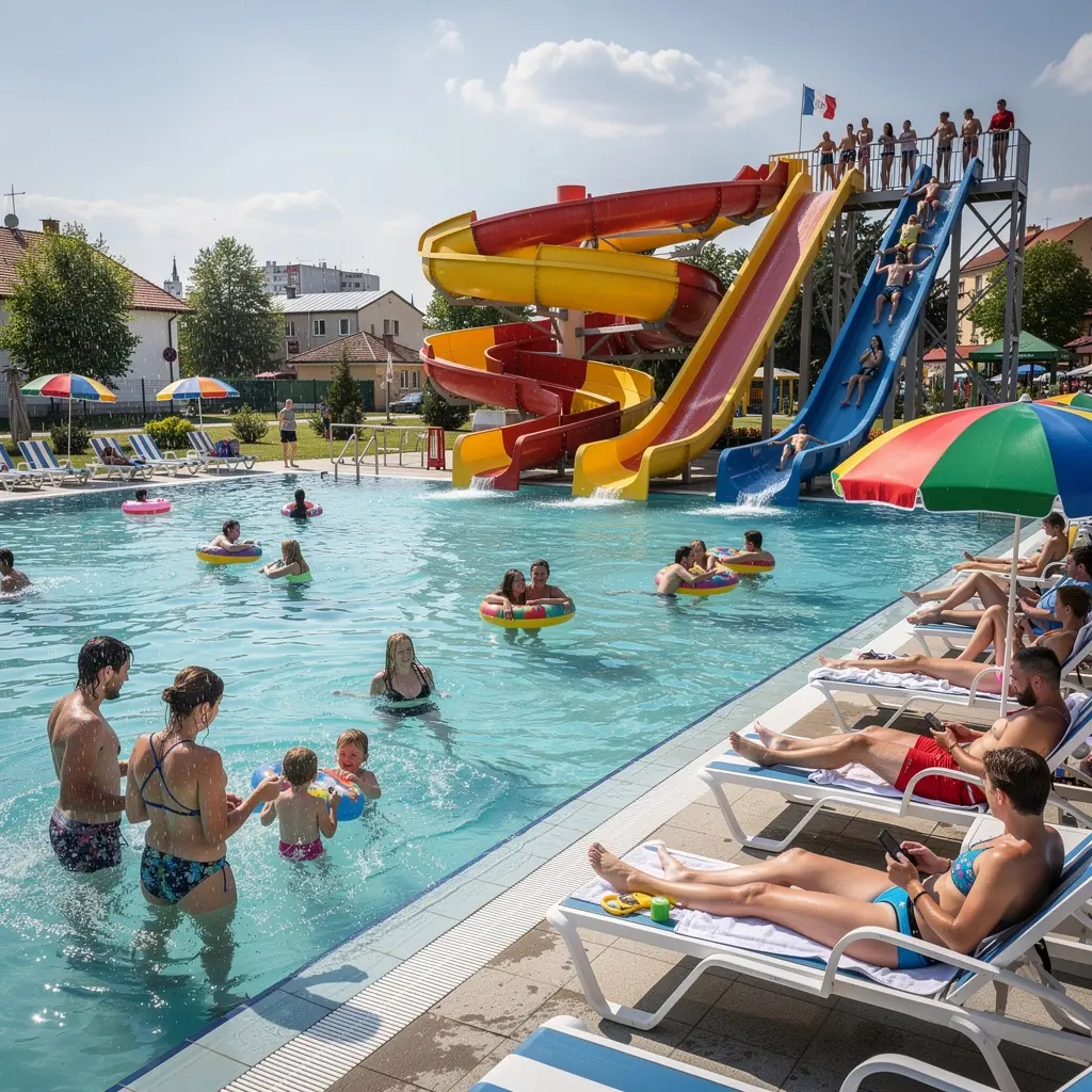 A historic castle perched on a hilltop, surrounded by lush green forests and clear blue skies.